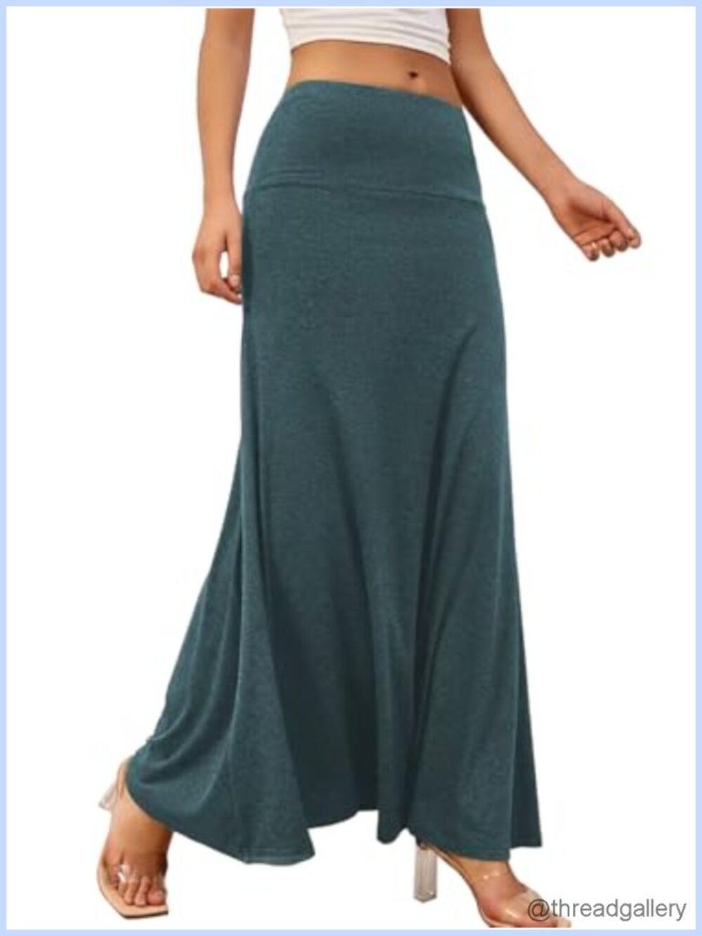 Women's Stretchy Flowy Maxi Skirt Bodycon Full Mid Rise Formal Casual